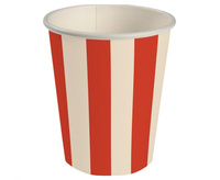 #ZKU_GD Kubeczki pap. Paski (czerwony-beżowy) 250 ml, 6 szt.