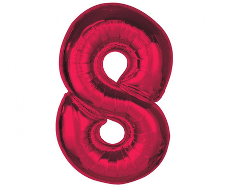 #BFC39 Balon foliowy Smart, cyfra 8, czerwona, 92 cm AA