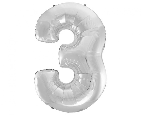 #BFC51 Balon foliowy B&C Cyfra 3, srebrna, 92 cm AA