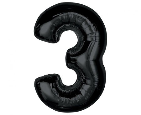 #BFC25 Balon foliowy Smart, cyfra 3, czarna, 92 cm  KK