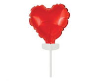 #BFK Balon foliowy 8 cm serce na patyczku, czerwone AA