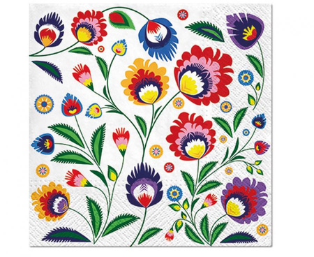 #ZSE Serwetki PAW wzorzyste Polish Folk 33x33 cm / 20 szt.