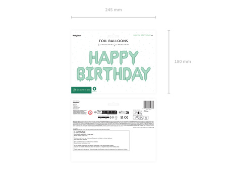 Balon foliowy Happy Birthday, 340x35cm, zieleń