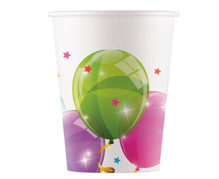 #ZKU Kubeczki papierowe Sparkling Balloons (KOKLIKO) 200 ml, 8 szt.