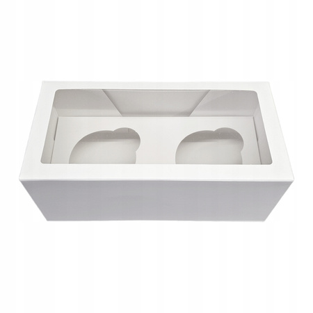 Pudełko na 2 muffinki babeczki 18x9x7 cm BIAŁE  