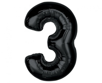 #BFC25 Balon foliowy Smart, cyfra 3, czarna, 92 cm  KK