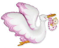 #BFK Balon foliowy 24 cale FX - Bocian Baby Girl, pakowany