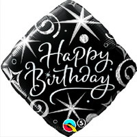 #BFK Balon foliowy 18" QL SQR "Happy Birthday, czarno-biały" KK