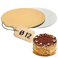 Dwustronny podkład pod ciasto ŚR. 12 cm 10 szt. ZŁOTO - SREBRNY