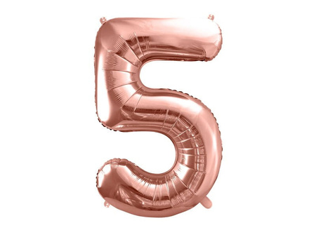 Balon foliowy Cyfra ''5'', 86 cm różowe złoto Party Deco