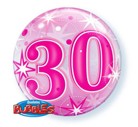 #BFK Balon foliowy 22" QL Bubble Poj. "30 gwiazdki  różowy" KK