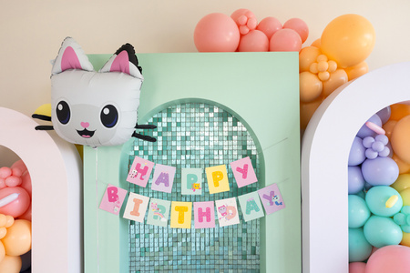 Baner Happy Birthday Koci Domek Gabi, 180 x 15 cm, mix