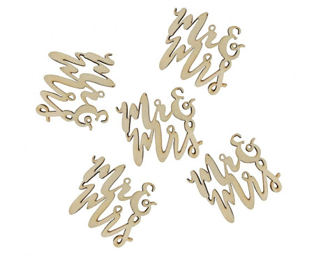 #DEKO Konfetti drewniane Mr i Mrs, 4x4 cm KK