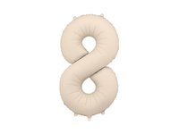 Balon foliowy Cyfra '8', 86cm, jasny beż