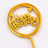 Topper na tort urodzinowy złoty HAPPY BIRTHDAY  11,5x9,5 cm WZ. III