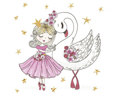 #ZSE Serwetki papierowe Pink Balerina with Swan, 33 x 33 cm,  20 szt.