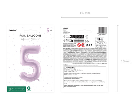 Balon foliowy Cyfra ''5'', 72cm, fiolet
