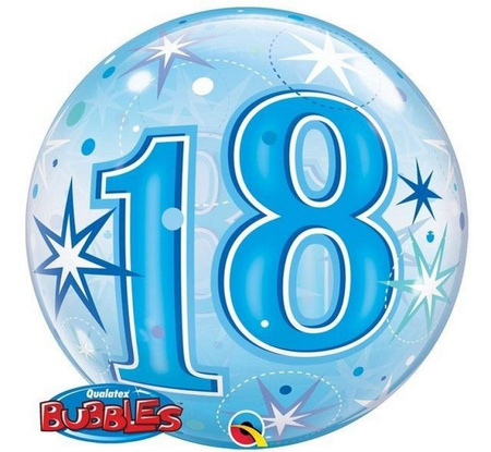 #BFK Balon foliowy 22" QL Bubble Poj. "18 Urodziny" niebieski KK
