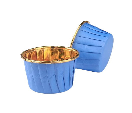 Papilotki do muffin niebieskie – prezentacja rozmiaru i kształtu