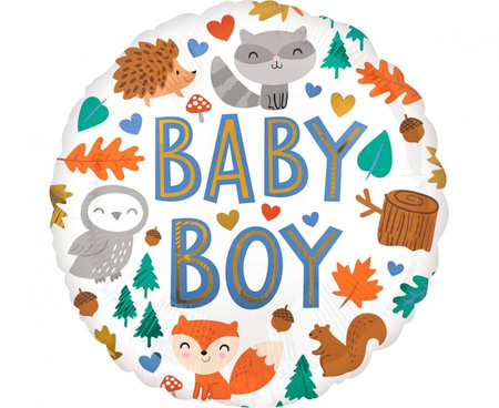 #BFK Balon foliowy 18" Baby Boy Woodland Fun, zapakowany