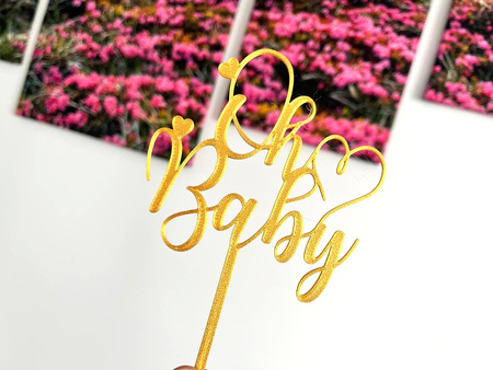 Topper na tort OH BABY 15x10 cm Gender reval Baby Shower