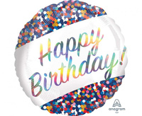 #BFK Balon foliowy 18" SHP - Holo iridescent bday Confetti