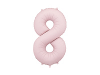 Balon foliowy Cyfra '8', 86cm, jasny różowy