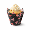 Muffiny tulipan CZARNE W RÓŻOWE SERDUSZKA 50x80 mm 36 szt.