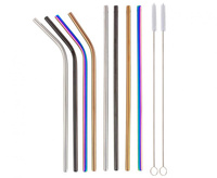 #ZSŁ Rurki metalowe, mix kolorów, 4 proste, 4 zagięte i 2 szczoteczki