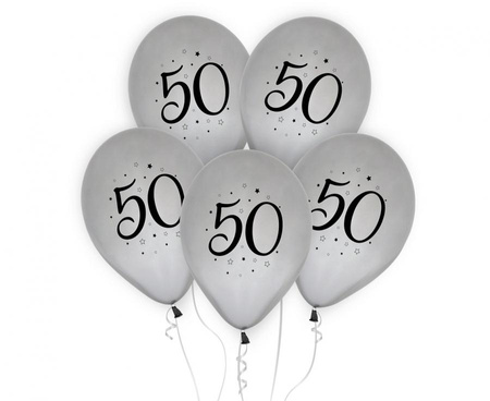 #BL Balony 50, srebrne, 12"/ 5 szt. KK