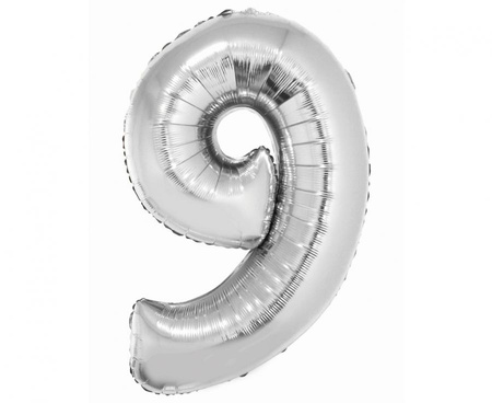 #BFC28 Balon foliowy Smart, Cyfra 9, srebrna, 76 cm
