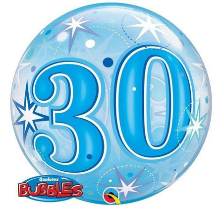 #BFK Balon foliowy 22" QL Bubble Poj. "30 gwiazdki niebieski" KK