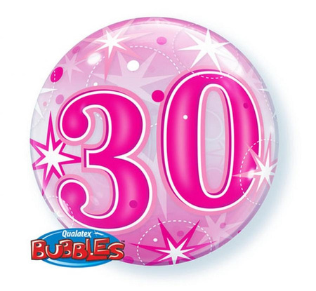 #BFK Balon foliowy 22" QL Bubble Poj. "30 gwiazdki  różowy" KK