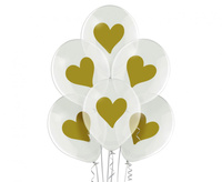 #BL Balony D11 038 Gold Hearts 1C2S, 6 szt.