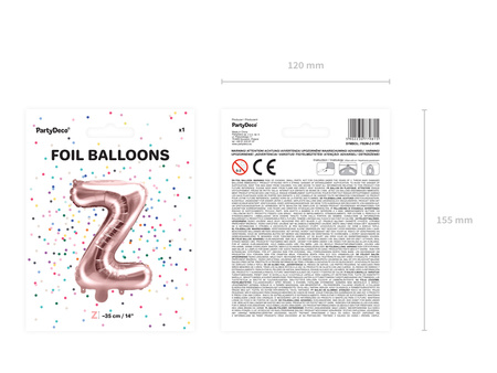 Balon foliowy Litera ''K'', 35cm, różowe złoto