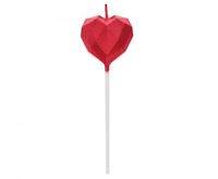 #SU Świeczka piker Serce Diament, czerwone, 10.5x3.5 cm