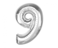 #BFC38 Balon foliowy Smart, cyfra 9, srebrna, 92 cm  KK