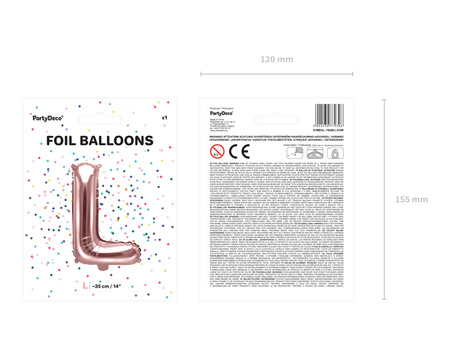 Balon foliowy Litera ''K'', 35cm, ciemny różowy