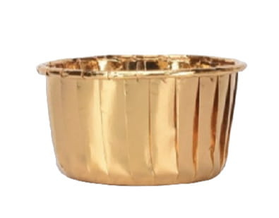 Złote papilotki do muffinek kubeczki – zbliżenie na kolor i strukturę