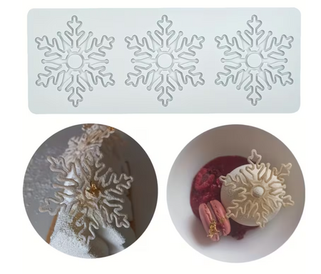 Silikonowa mata do koronek jadalnych dekoracje na tort musowy monoporcje PŁATKI ŚNIEGU