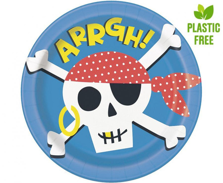 #ZTA Talerzyki papierowe Ahoy Pirate, 23 cm, 8 szt. (plastic-free) KK