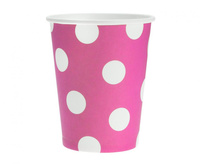#ZKU_GD Kubeczki pap. Magenta, Groszki białe, 270ml/6 szt.