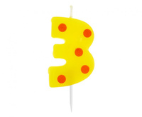 #SC15 Świeczka cyferka piker Grochy - 3, 6 cm KK