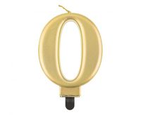 #SC11 Świeczka B&C cyferka 0, metalik złota, 8 cm