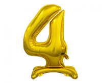 #BFC7 Balon foliowy B&C Cyfra stojąca 4, złota, 74 cm AA