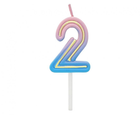 #SC22 Świeczka cyferka B&C Neon 2, 44x34x12mm, 1 szt.