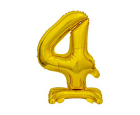 #BFC10 Balon foliowy B&C Cyfra stojąca 4, złota, 38 cm