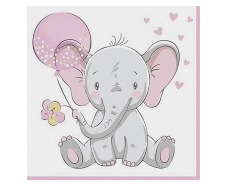 #ZSE Serwetki Baby Elephant with Pink Ballon, 33x33 cm, 20 szt.