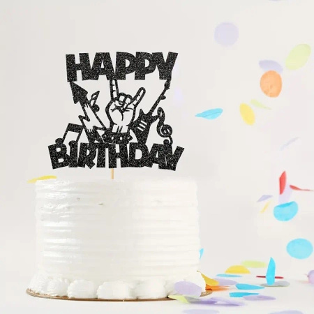 Papierowy topper na tort Happy Birthday MUZYKA ROCK GITARA
