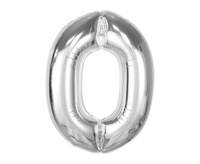 #BFC38 Balon foliowy Smart, cyfra 0, srebrna, 92 cm  KK